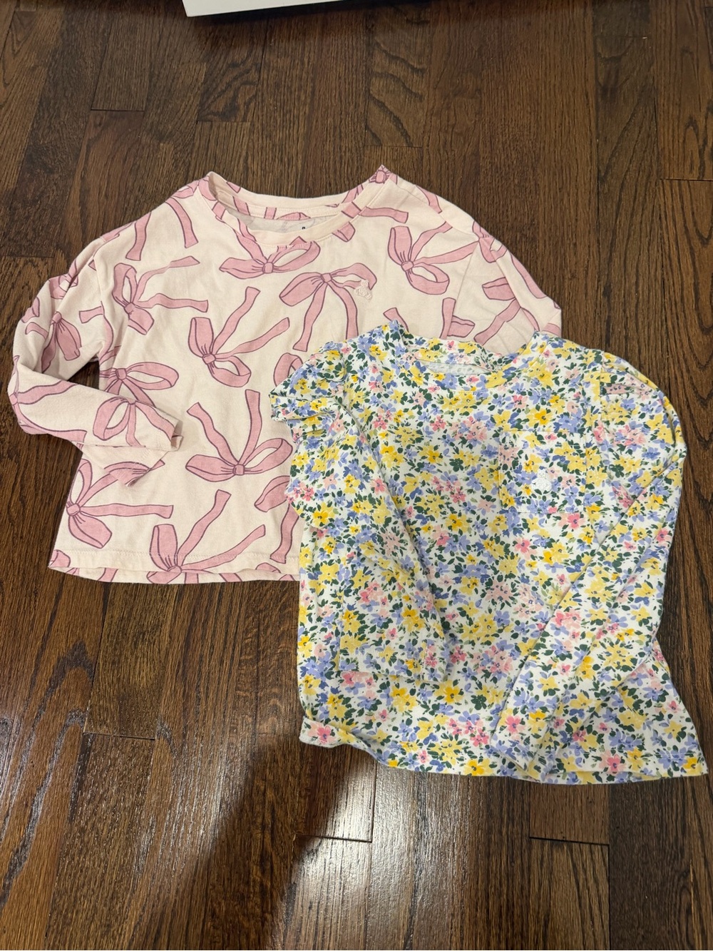 Gap Girls Pink Bow-Print & Floral Pajama Tops - Set of 2